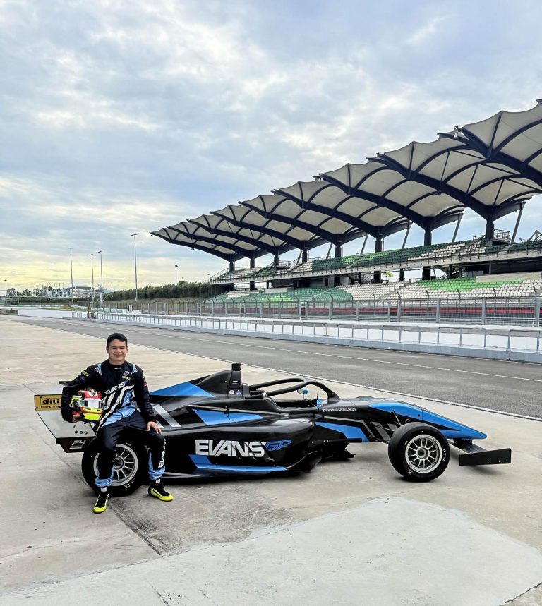 Rafael Vaessen with an Evans GP Formula 4 car at Sepang International Circuit